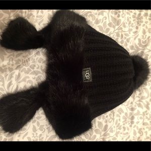 Black Ugg Hat with Pom poms